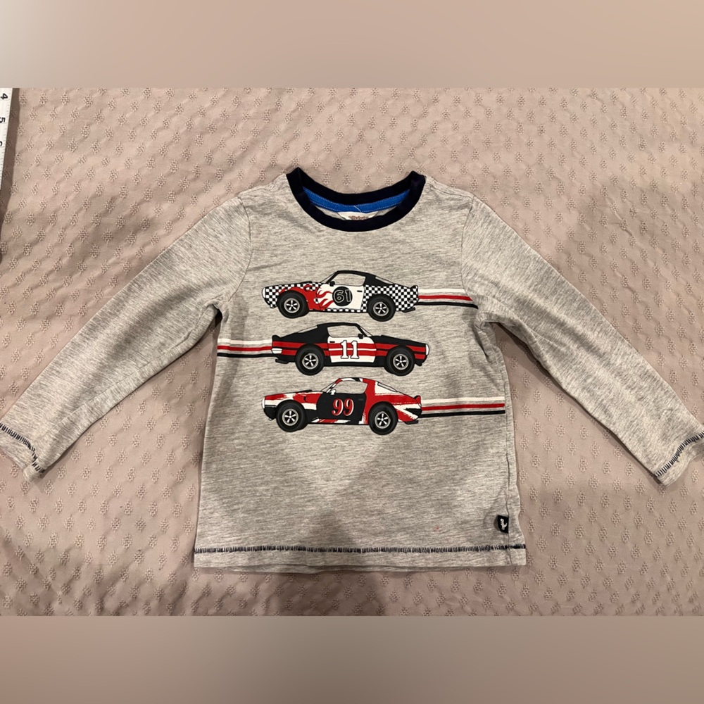 Kids Long Sleeve Car Print Shirt - Gray.  Milkshake brand (high end Australian)